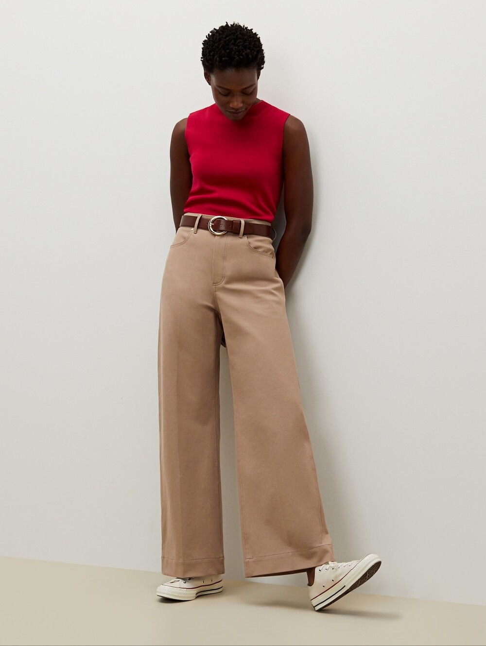 MM Lafleur The Milo Eco Better Than Denim Wide Leg Jeans 10 Fawn Adjustable Hem